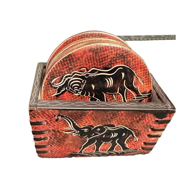 Soap Stone Coaster Set African Animals - Picture 2 of 11